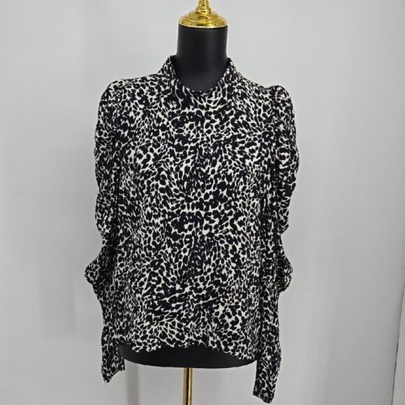 Zara Animal Print Long Sleeve Lightweight Black and White Women's Top Size XL - Picture 4 of 15